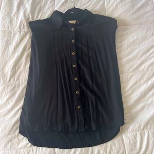 Button down tank with shoulder pads